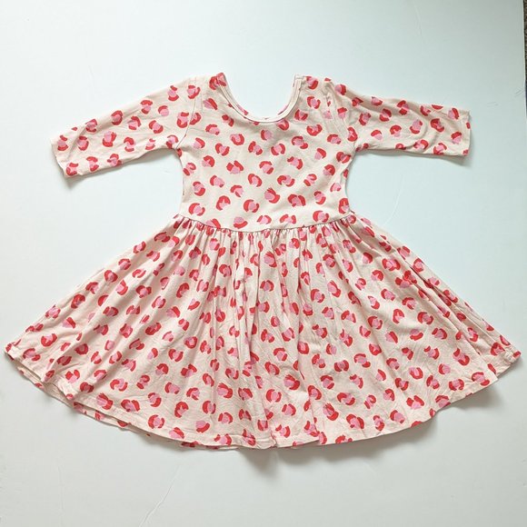 Vivie and Ash Pink Leopard Three Quarter Sleeve Twirly Dress 4T - Picture 4 of 4
